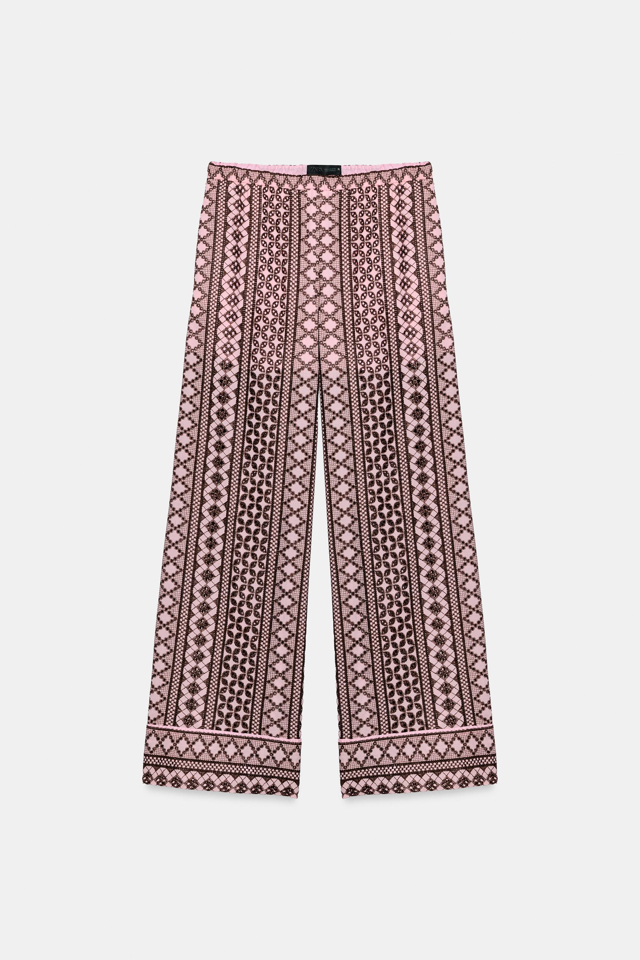WIDE LEG PANTS WITH OPENWORK EMBROIDERY